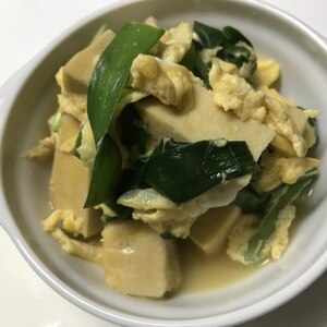 ニラと凍み豆腐（高野豆腐）の卵とじ